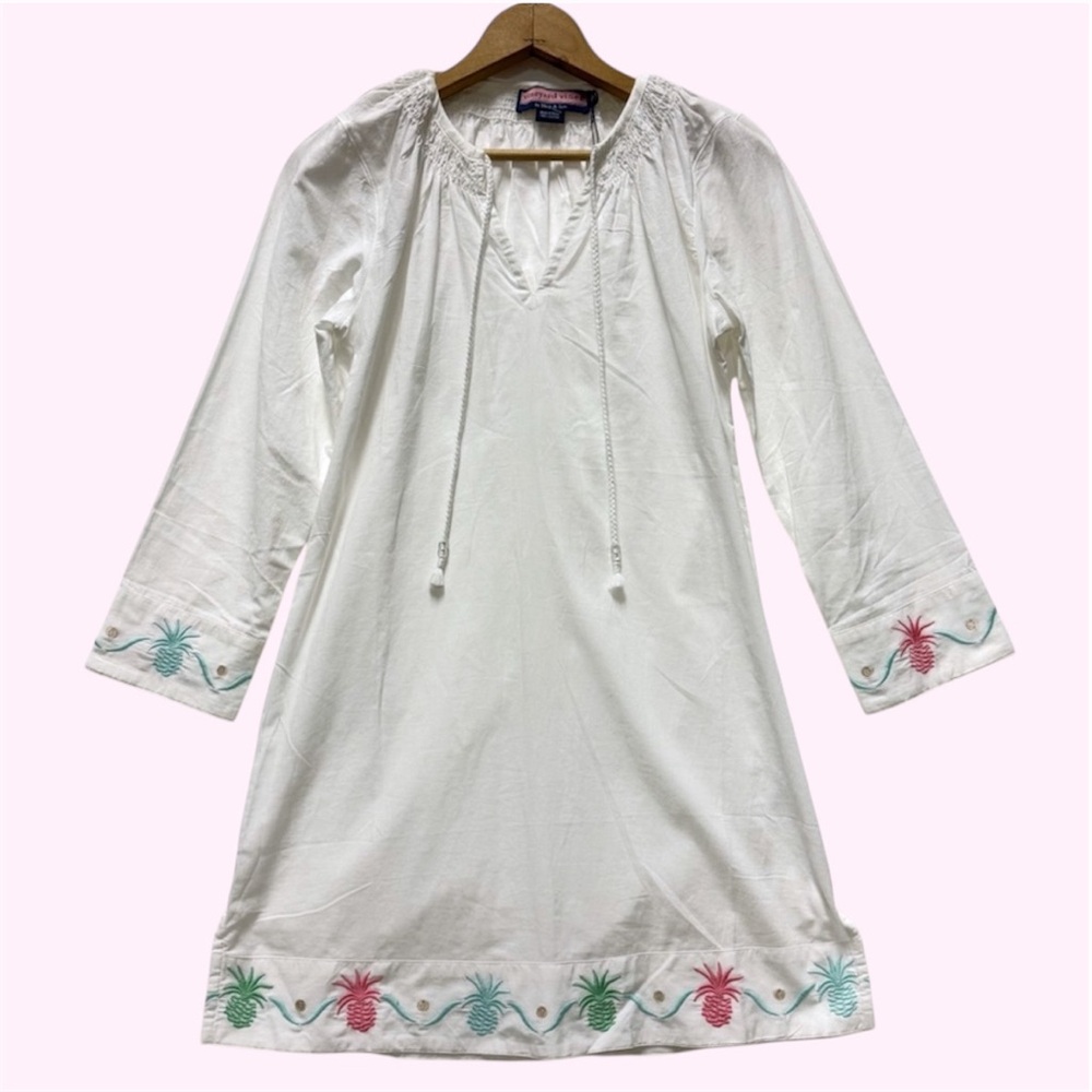 Vineyard Vines Embroidered Swim Coverup Womens XS White Beach Resort Tropical